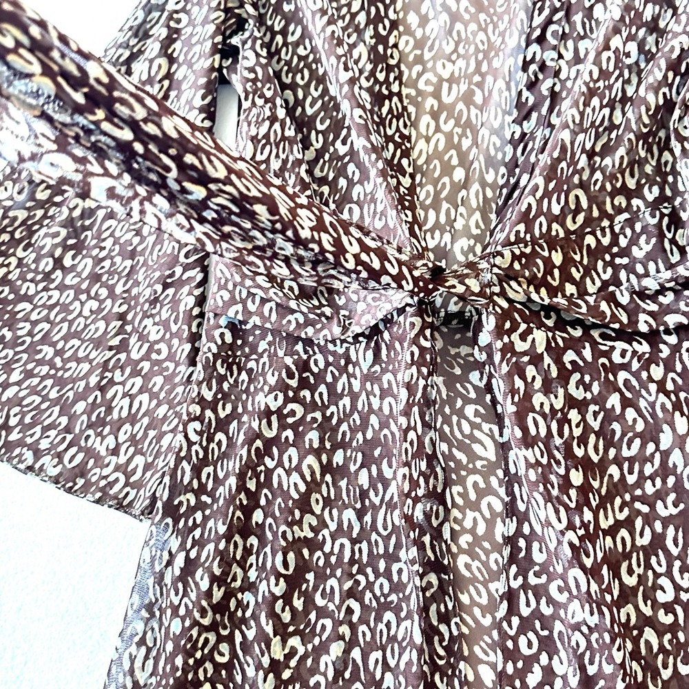 Mesmerize Y2K Kimono XL Animal Print Cover Up Vintage 90s Sheer Bell‎ Sleeves - Picture 4 of 10